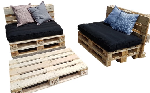 Split openbaring Commissie Nieuwe loungeset compleet van 7 europallets 2 kussens set