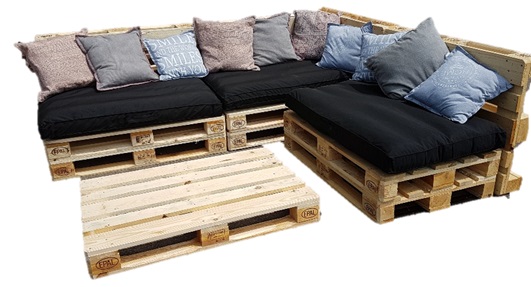 Nieuwe loungeset compleet van 11 europallets 6 kussens