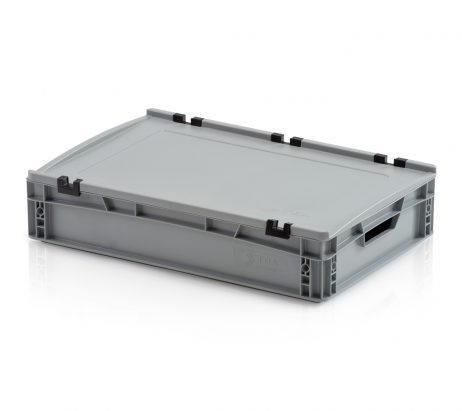Euronorm bak 60x40x12cm met deksel open handgreep