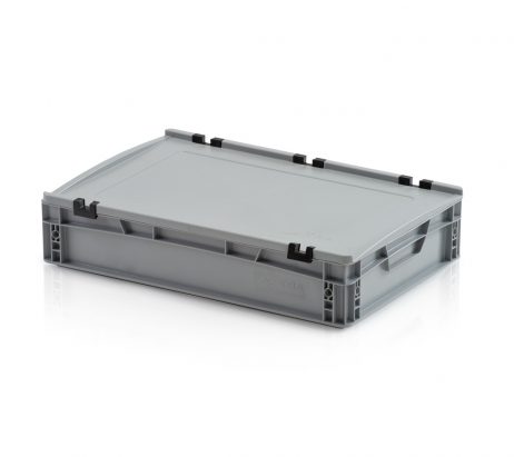 Euronorm bak 60x40x12cm met deksel gesloten handgreep