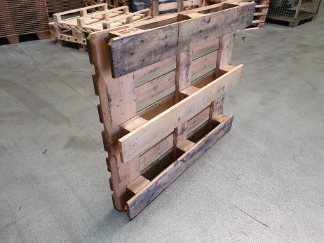 Gebruikte pallet 100x120 zeer sterke pallet 3 sleeplatten - Afbeelding 2