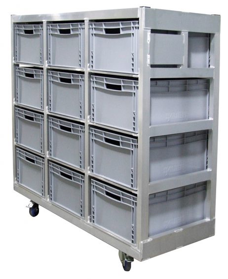 Krattenkar Aluminium 12 Euronorm bakken afm 136,5x60x140cm