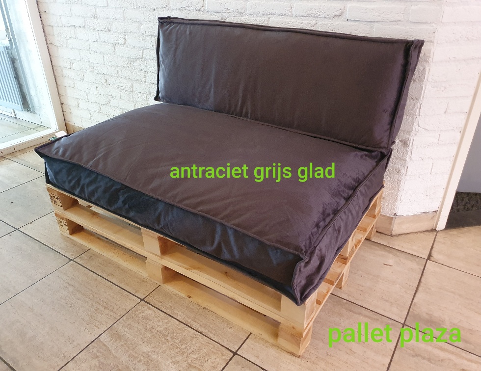 Uitlijnen blootstelling Verpletteren Palletkussens set Antraciet Grijs Velvet 80x120cm en 40x120cm