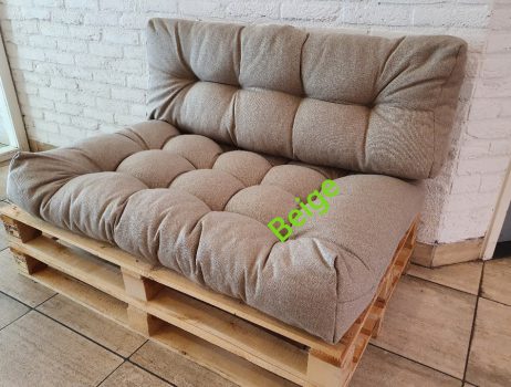 Palletkussens set Beige 80x120cm en 40x120cm met knoop